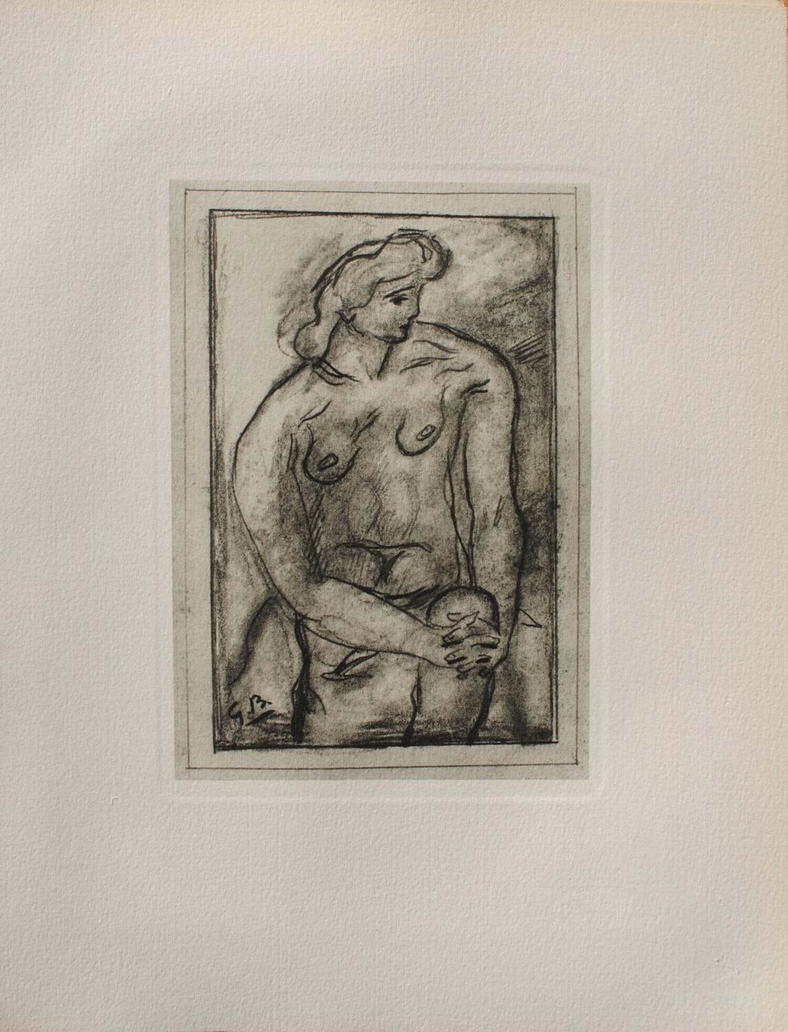 Modèle nu de face, Héliogravure, 1950 Georges Braque Stampa in vendita
