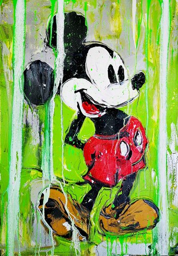 Mickey Mouse green di Antoni Dragan, Pittura in vendita su Singulart