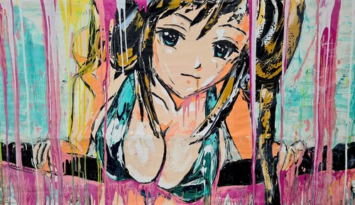 Three Anime Girls van Antoni Dragan, Schilderij te koop op Singulart
