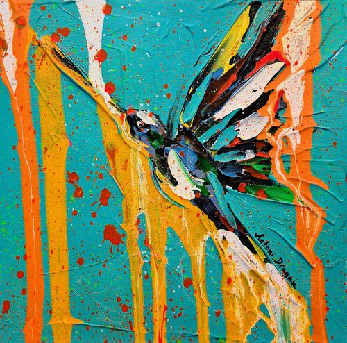Little hummingbird in color rain von Antoni Dragan, Malerei kaufen auf Singulart