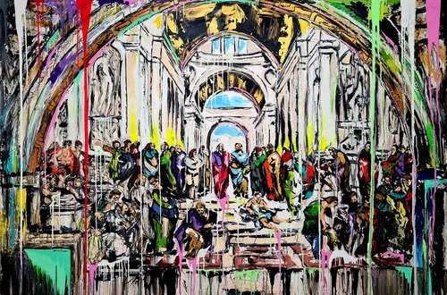The Last Supper in the school of Athens van Antoni Dragan, Schilderij te koop op Singulart