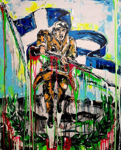Honoring the bravery of 28 October 1940 di Antoni Dragan, Pittura in vendita su Singulart