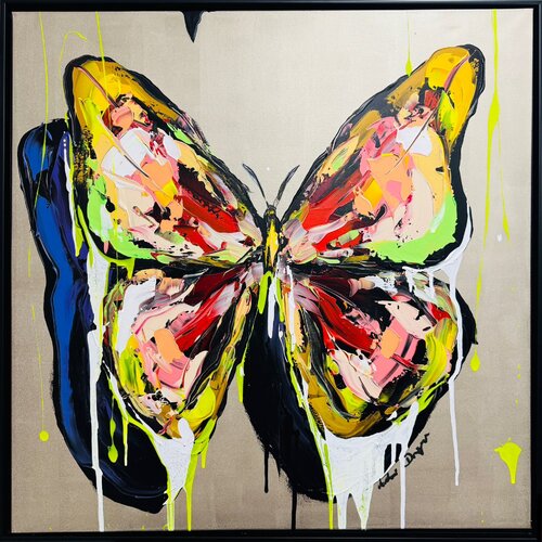 The Butterfly of Three Worlds In silver van Antoni Dragan, Schilderij te koop op Singulart