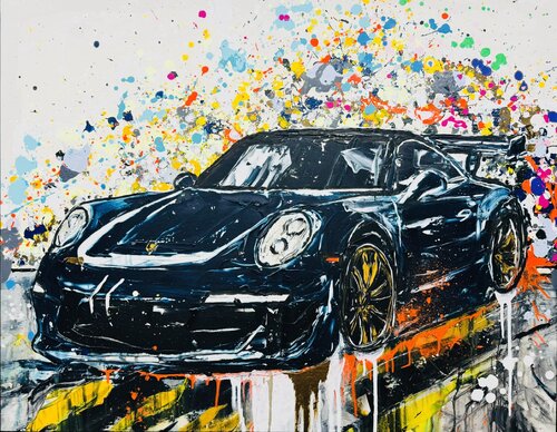 Porsche Night Drive in Paradise by Antoni Dragan, Painting for Sale on Singulart