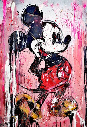 Mickey Mouse pink di Antoni Dragan, Pittura in vendita su Singulart