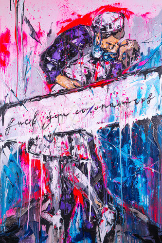 VICTORY (fuck you coronavirus) di Antoni Dragan, Pittura in vendita su Singulart