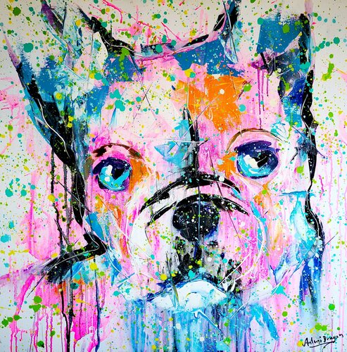 Popart puppy (framed) di Antoni Dragan, Pittura in vendita su Singulart