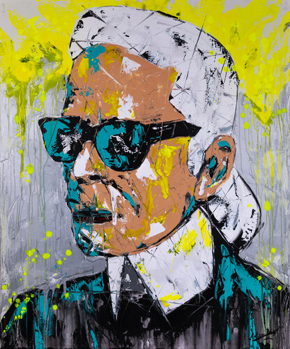 Karl Lagerfeld (framed) di Antoni Dragan, Pittura in vendita su Singulart