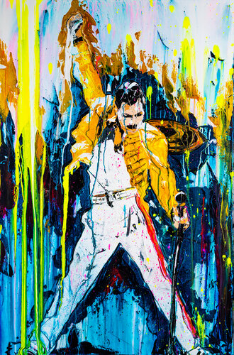 Freddie Mercury Queen (framed) van Antoni Dragan, Schilderij te koop op Singulart