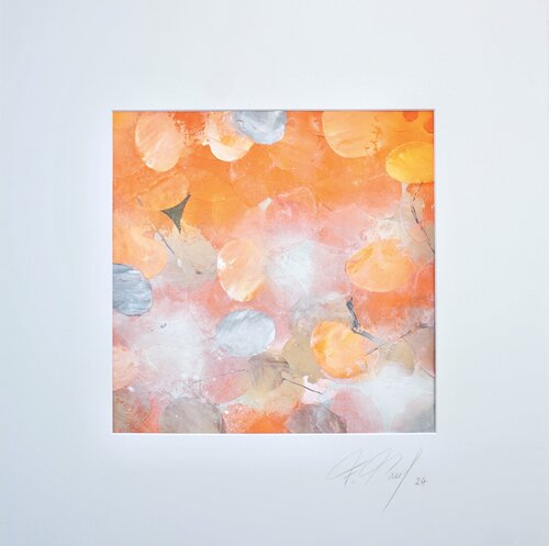 Orange Lotus Mini IV di Frederic Paul, Pittura in vendita su Singulart