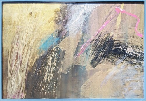 “Scacchi Series No. 6” Modern Gold Mixed Media Abstract Expressionist Painting by Lamar Briggs, Painting for Sale on Singulart