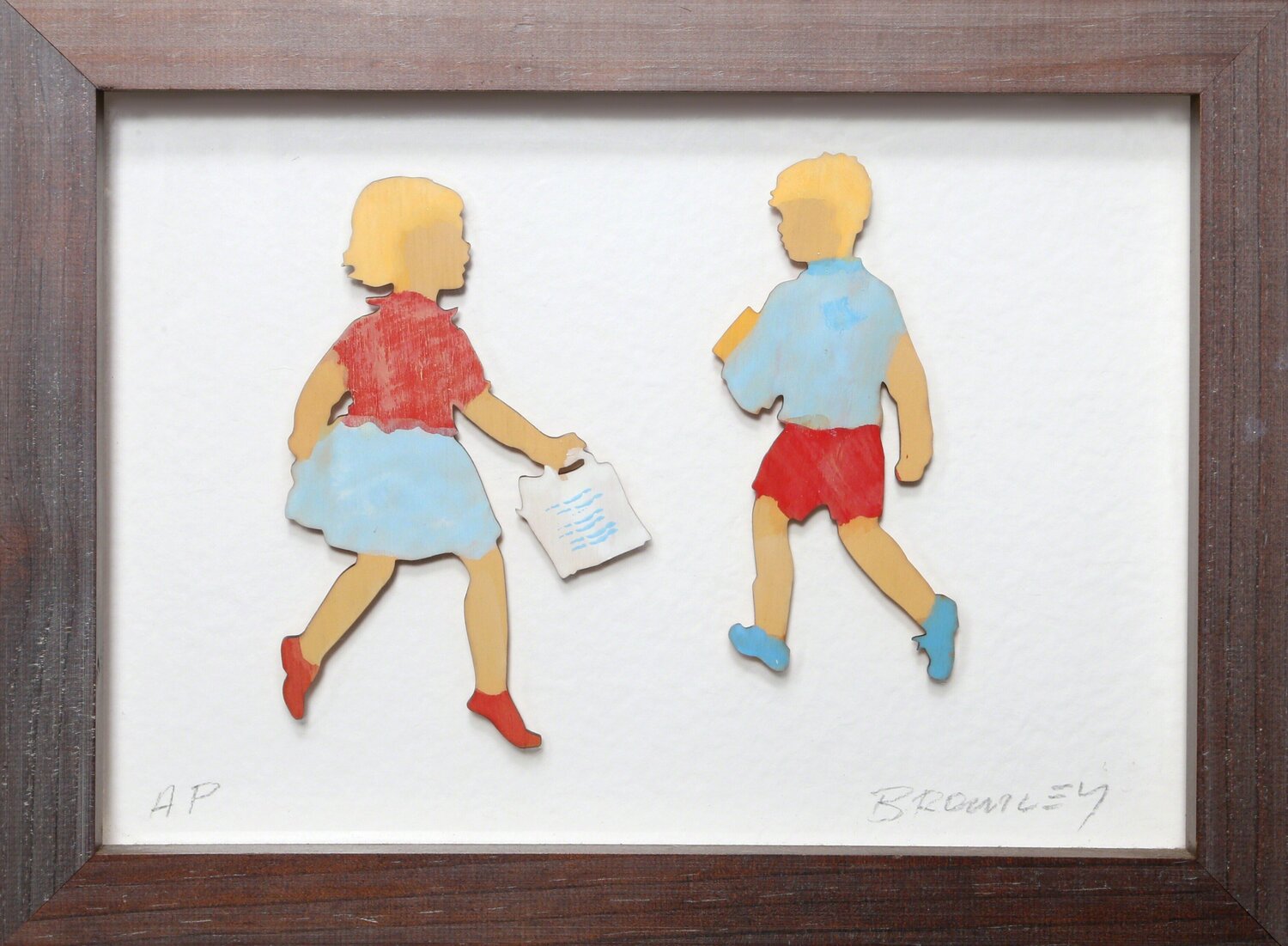Girl and Boy Shopping David Bromley Opera su carta in vendita
