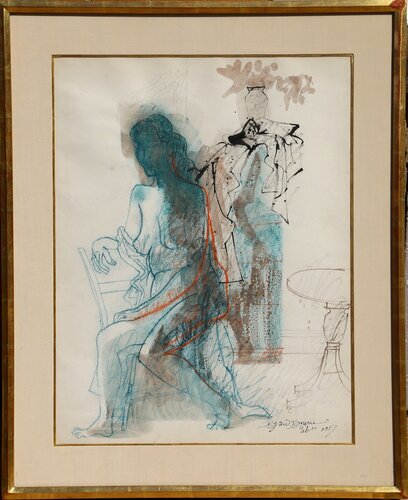 Seated Nude by Byron Browne, Work on Paper for Sale on Singulart