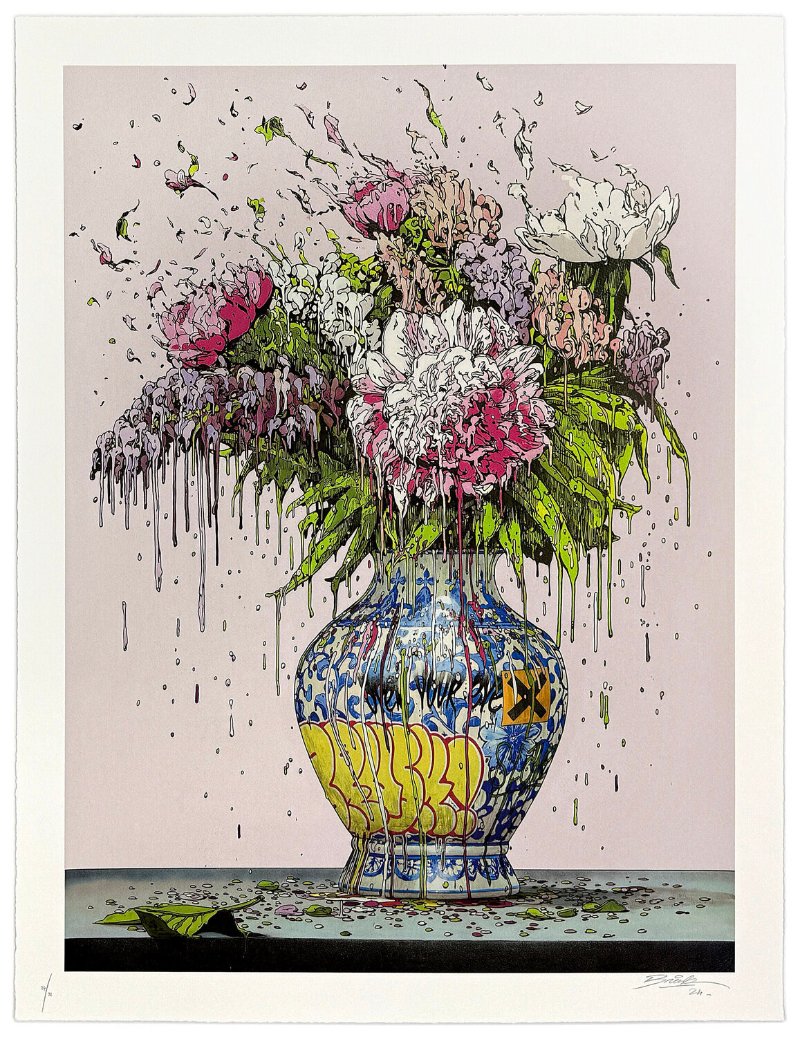 Rose Romance (rare hand signed screen print) BRUSK Print for sale