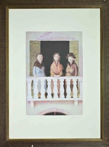 Old Sisters at the Balcony by Antonio Bueno, Print for Sale on Singulart