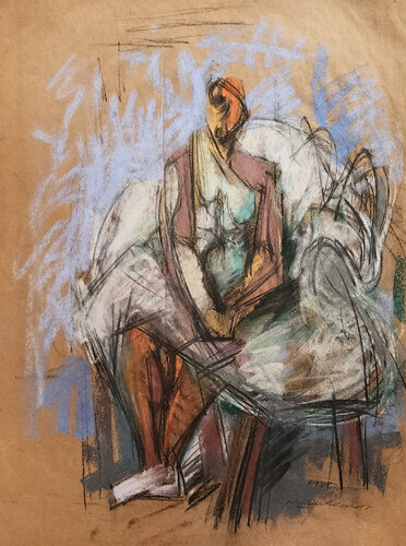 Seated woman in white di Hans Burkhardt, Opera su carta in vendita su Singulart