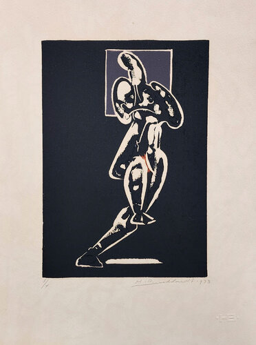 Standing figure with grey di Hans Burkhardt, Stampa in vendita su Singulart