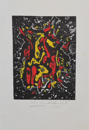 Abstract in red, yellow and black van Hans Burkhardt, Afdruk te koop op Singulart