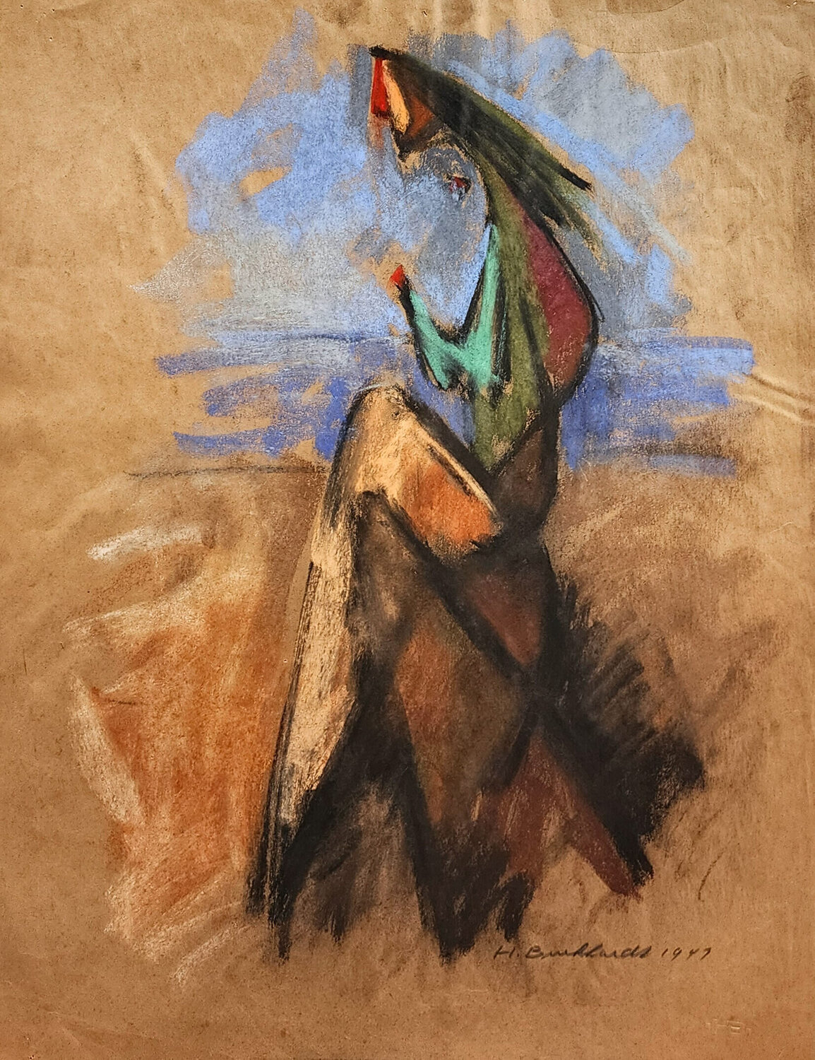 Figure with blue halo Hans Burkhardt