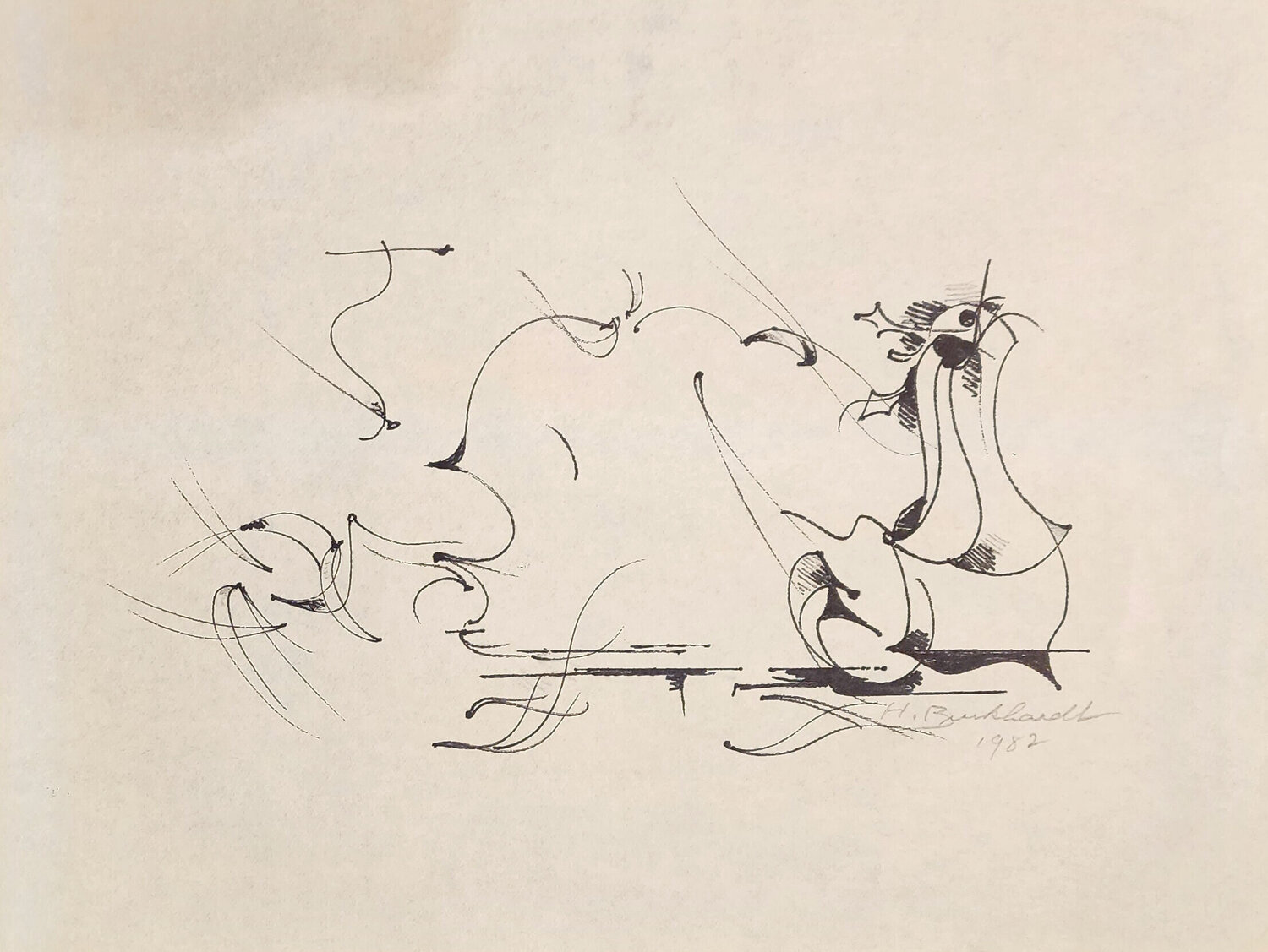 Abstract India ink drawing Hans Burkhardt