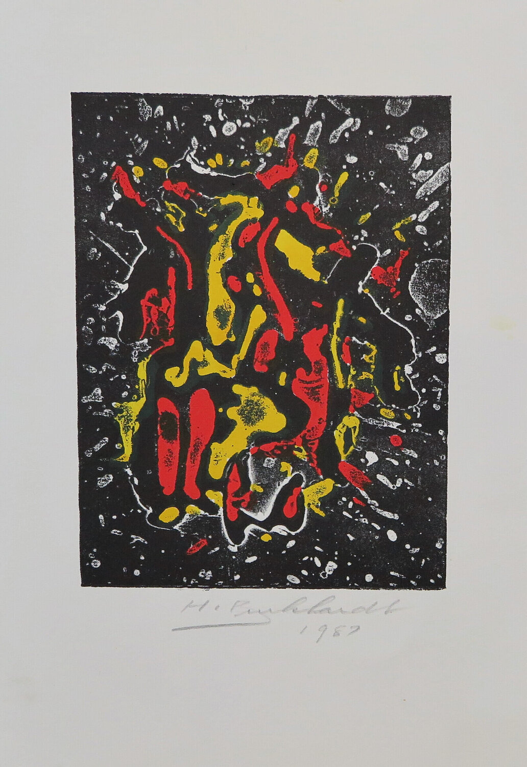 Abstract in red, yellow and black Hans Burkhardt