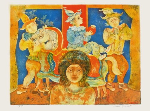 Les saltimbanques by Sakti Burman, Print for Sale on Singulart