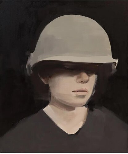 Maggie with Helmet by Richard Butler, Painting for Sale on Singulart