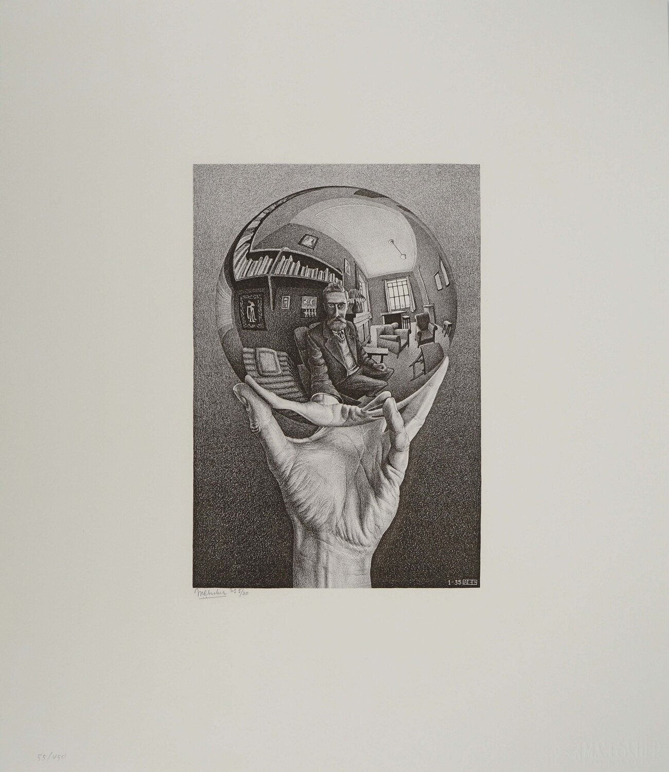Main avec globe réfléchissant M. C. Escher Stampa in vendita