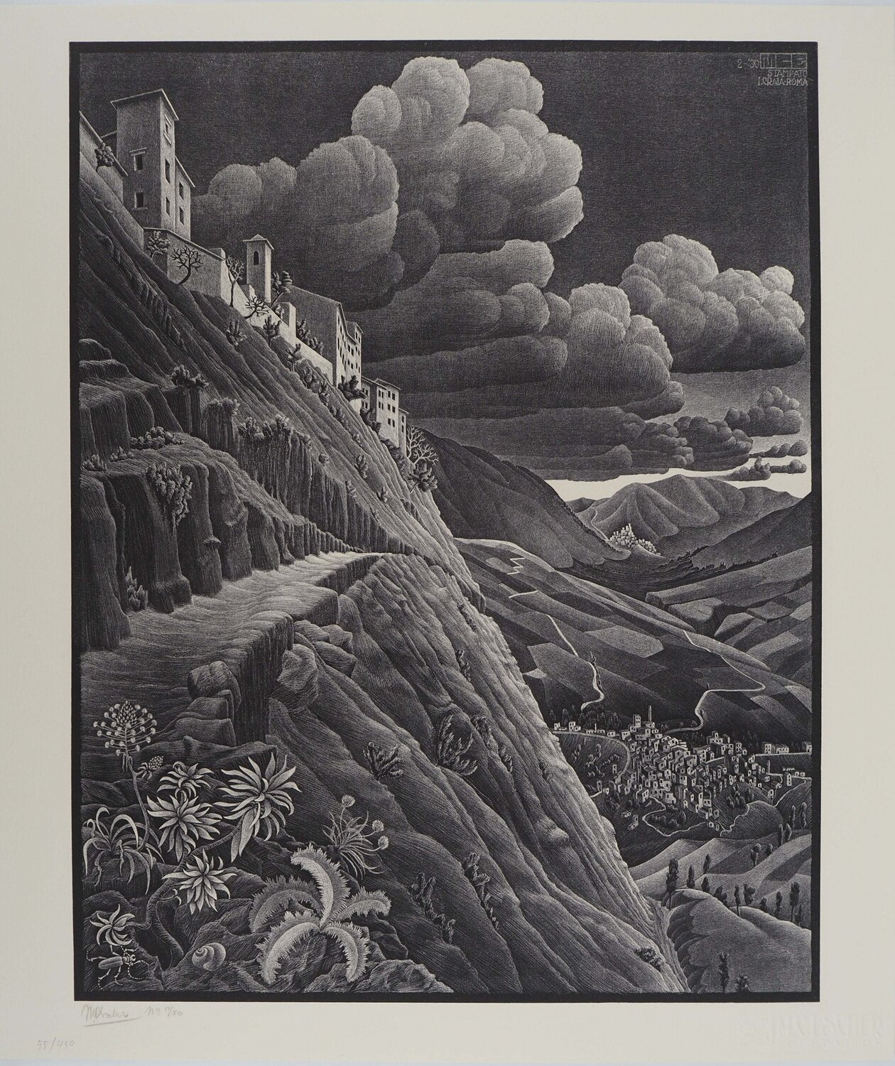 Paysage italien - Castrovalva, Facsimile signé M. C. Escher Afdruk te koop