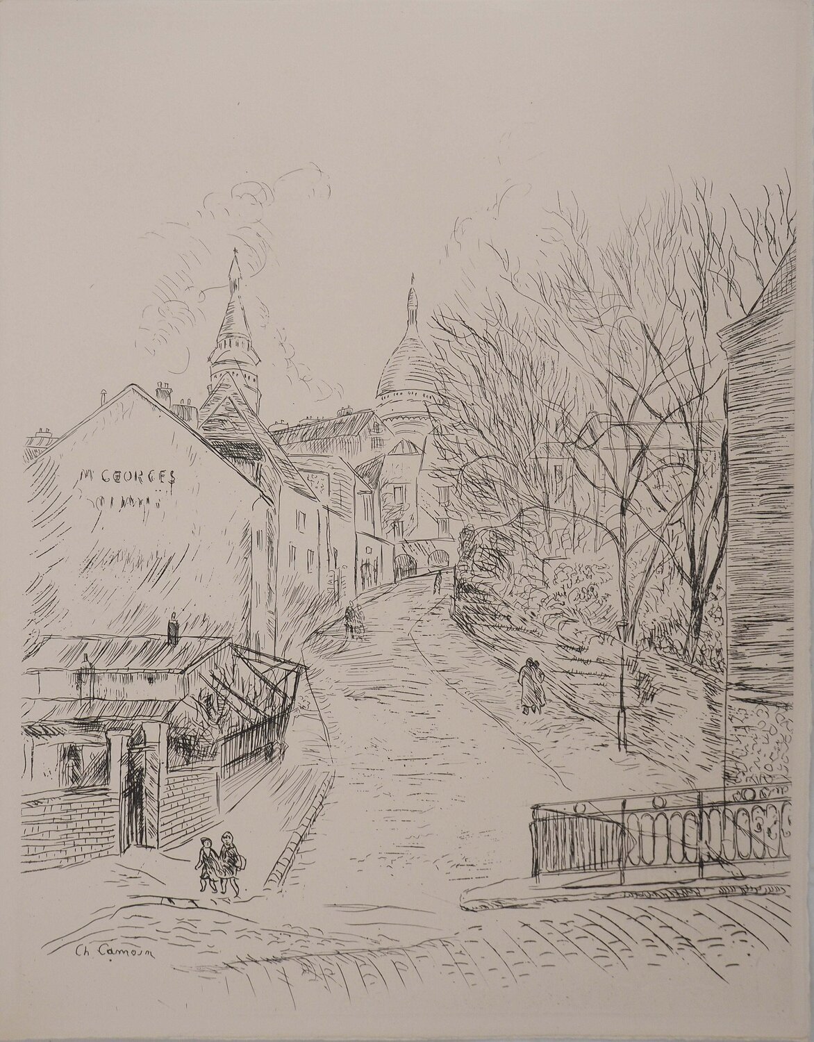 Montmartre, Gravure originale signée Charles Camoin Druck zu verkaufen