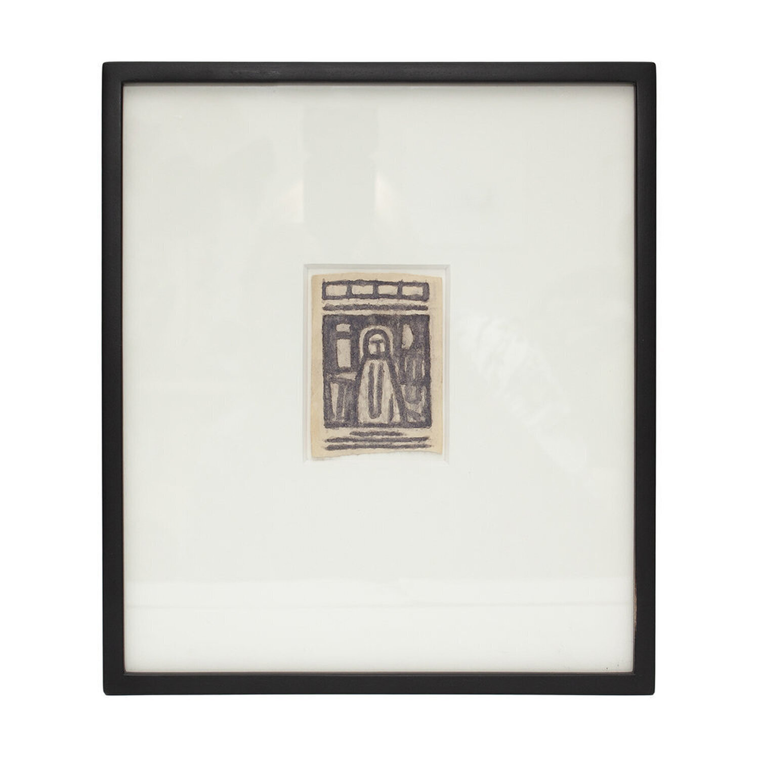 "Figure in a Window", with image on verso James Castle Dipinto originale in vendita