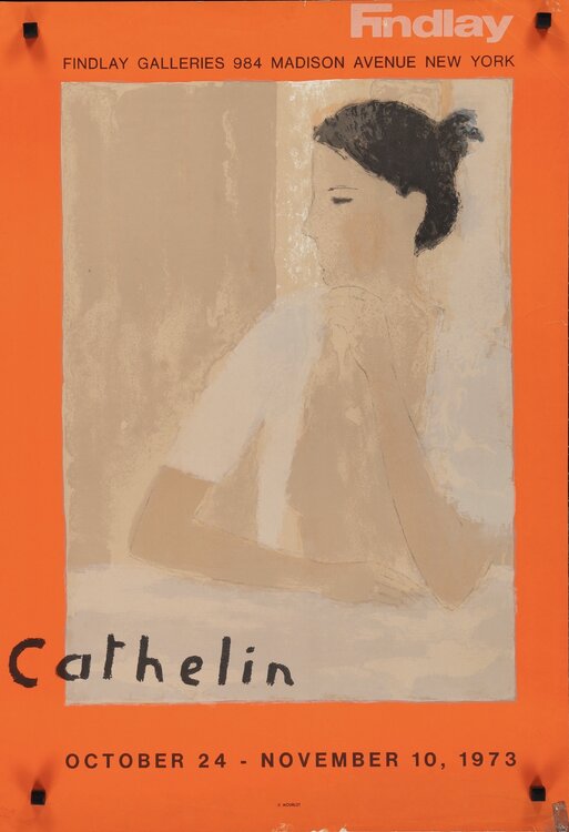 Bernard Cathelin, Findlay Galleries New York, Gallery Exhibition Poster, (Black Magnets in the corners are for photography only and are not on the actual poster), FREE DOMESTIC SHIPPING Bernard Cathelin