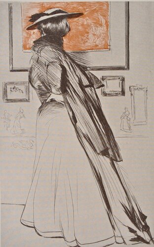 Elégante au musée par Paul César Helleu, Édition en vente sur Singulart