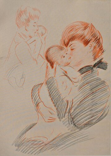 Caresses maternelles di Paul César Helleu, Stampa in vendita su Singulart