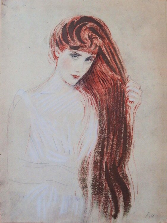 Femme rousse, Lithographie signée Paul César Helleu