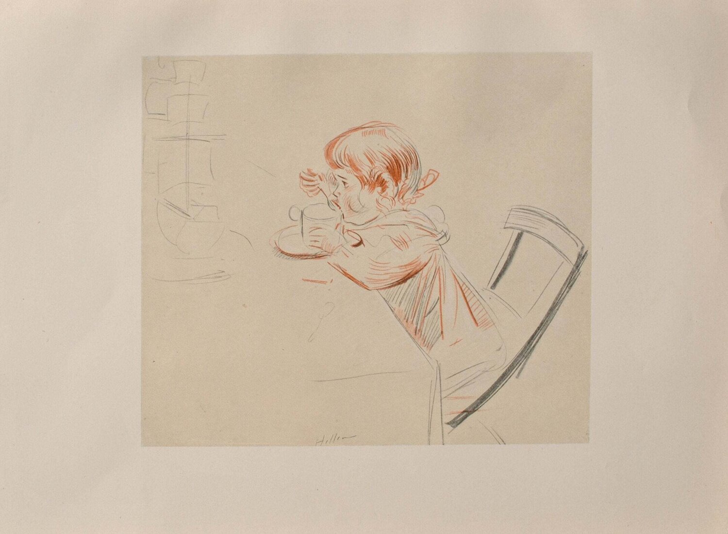 L'enfant attablé Paul César Helleu Print for sale