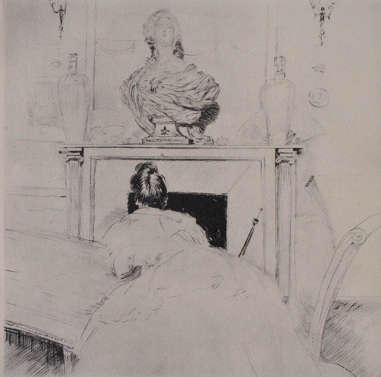 Le buste sur la cheminée Paul César Helleu