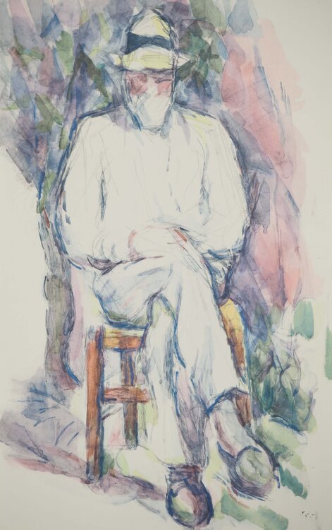 Homme assis au jardin (Portrait de Vallier) Paul Cézanne