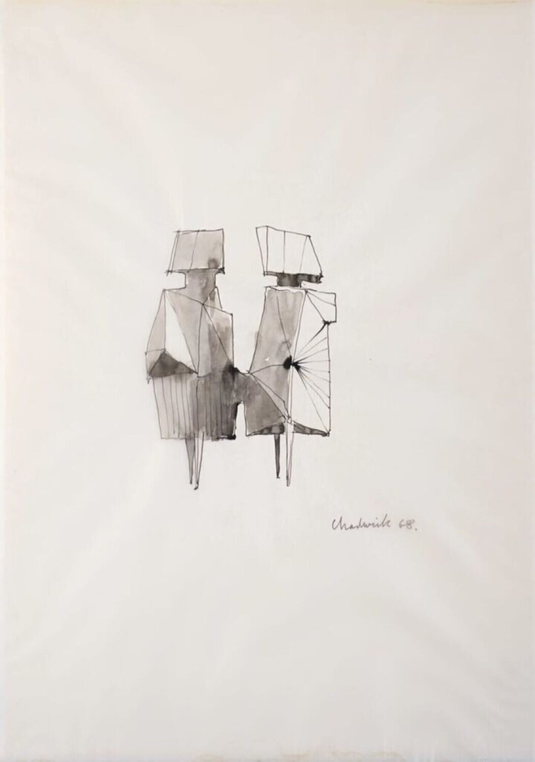 Two Watchers Lynn Chadwick Obra en papel en venta