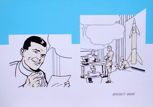 Rocket Man / Homme de raquette (Pop Art) di Super Pop Boy, Pittura in vendita su Singulart