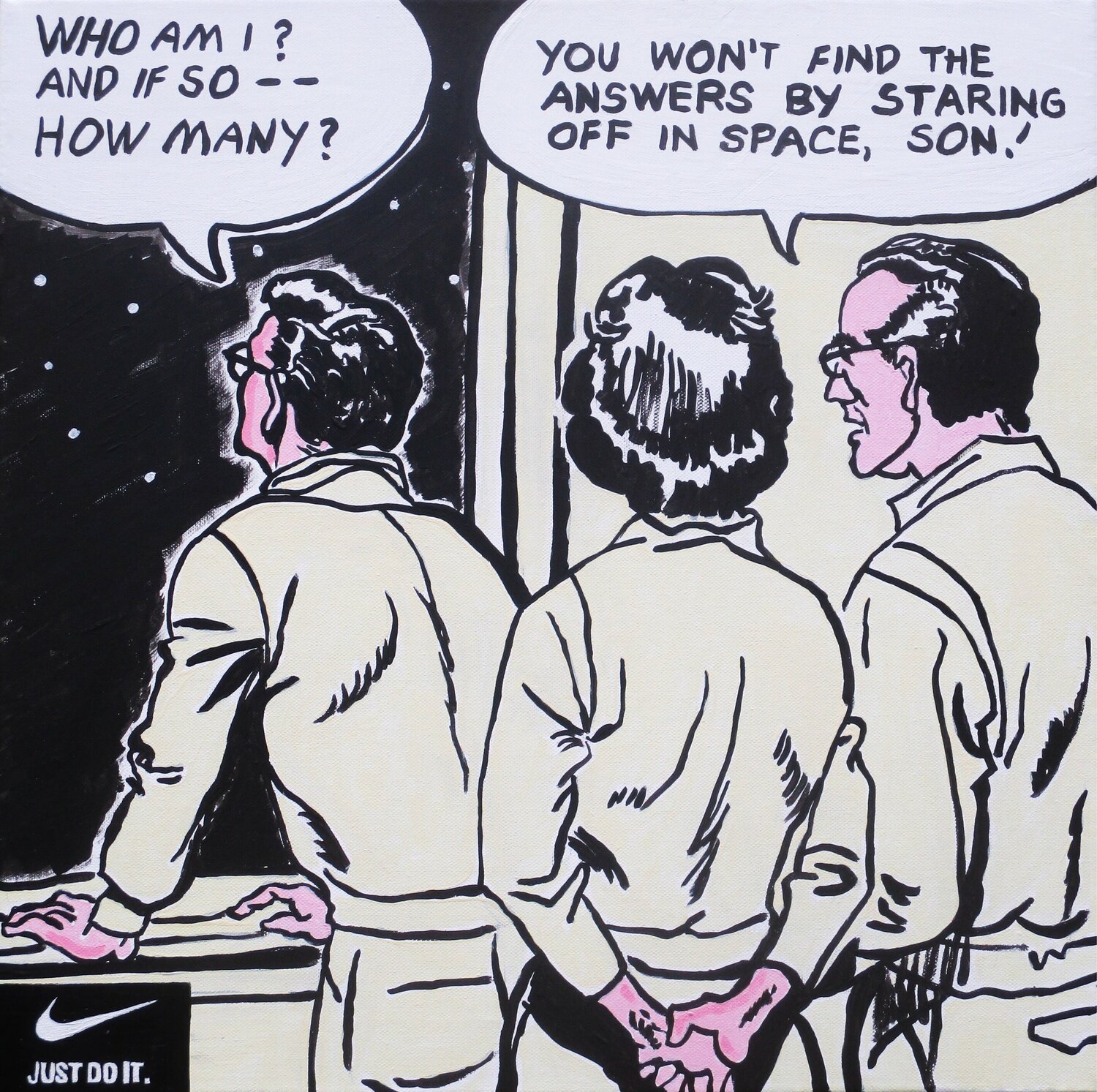 JUST DO IT (small popart Painting / kleines Bild Gemälde) Super Pop Boy