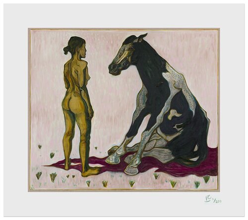 Girl with Sitting Horse by Billy Childish, Print for Sale on Singulart
