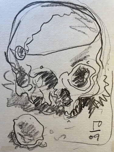 Untitled (skull) di Billy Childish, Opera su carta in vendita su Singulart