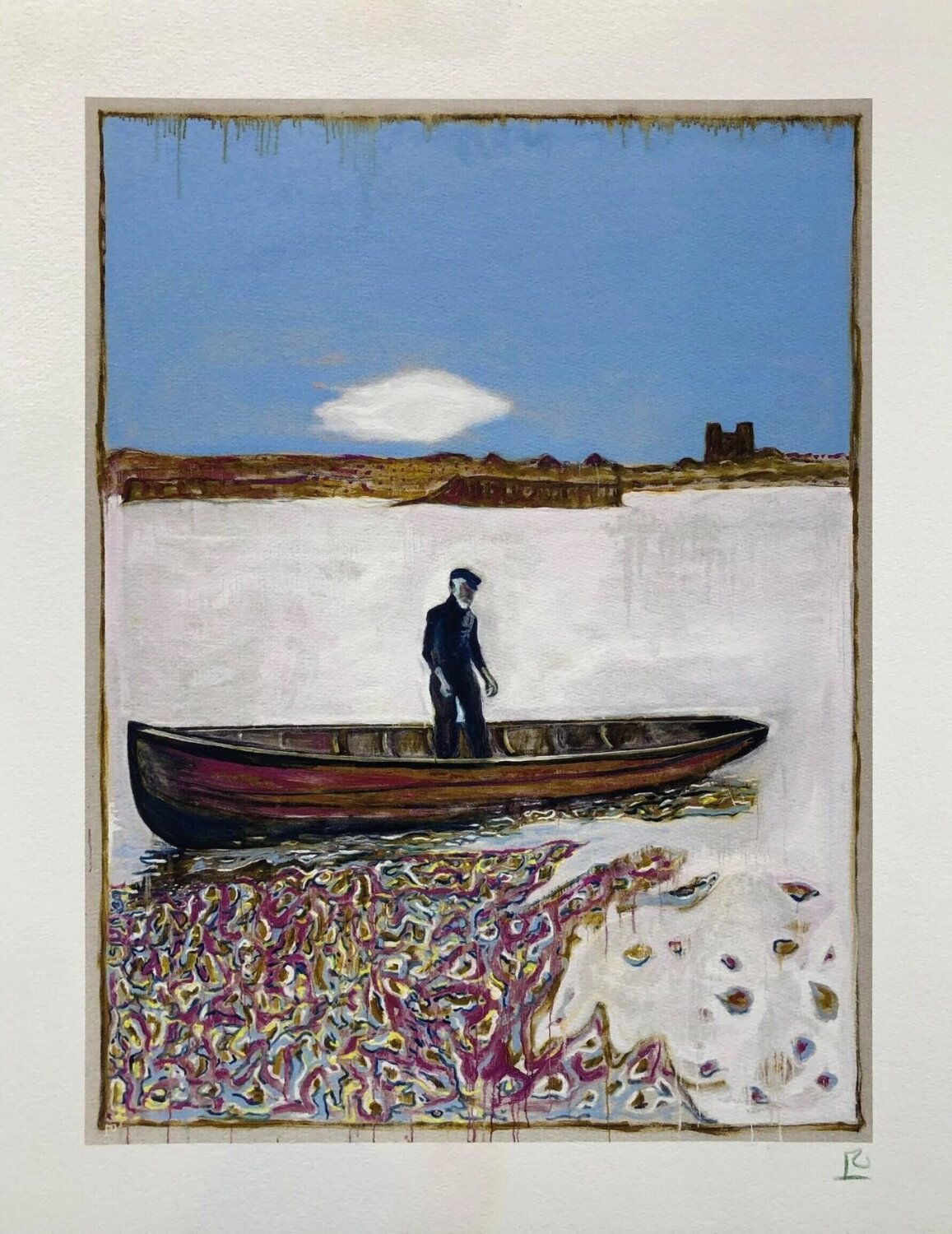 Moonrise On River Billy Childish Stampa in vendita