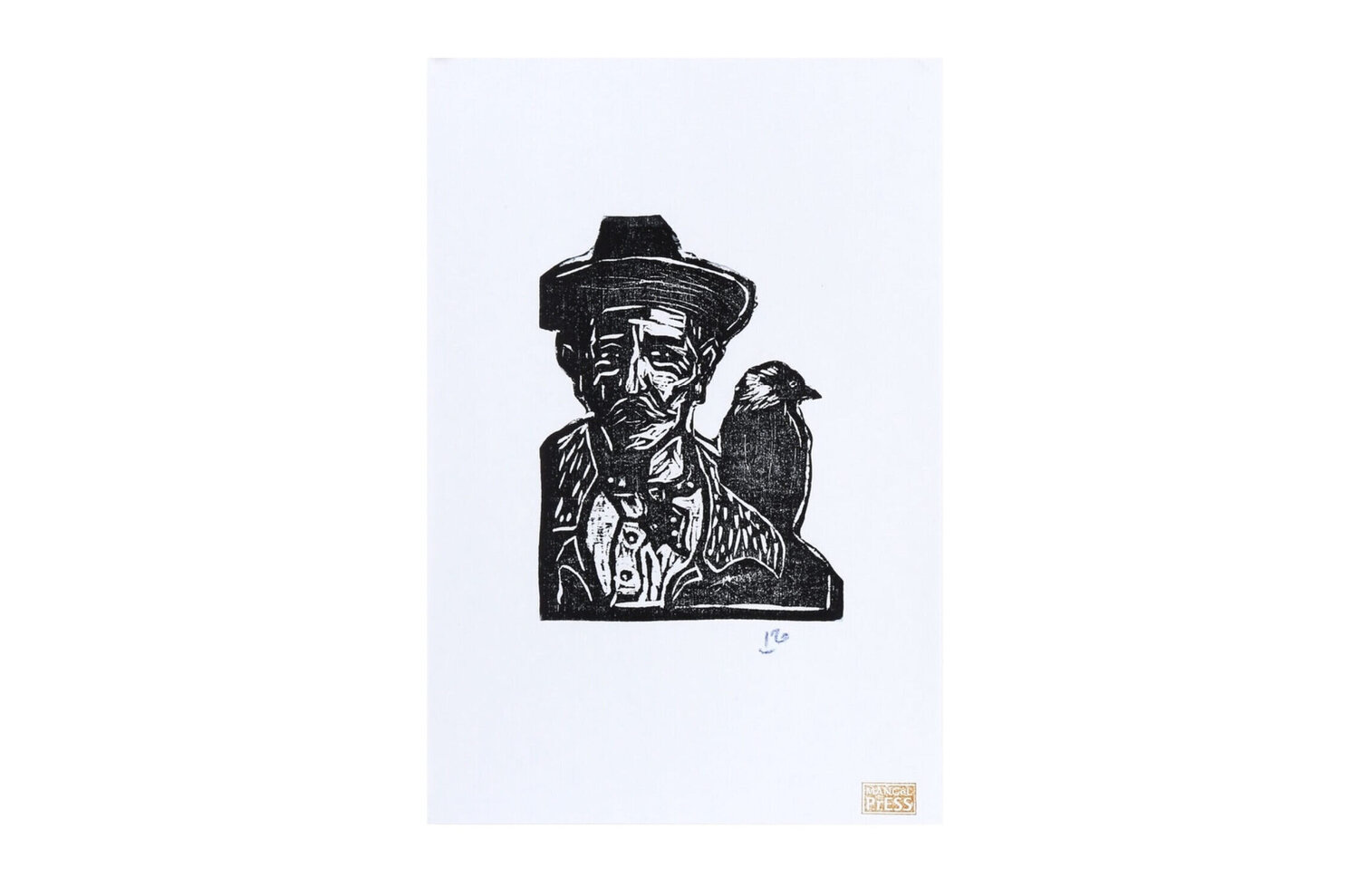 Man With Jackdaw Billy Childish Stampa in vendita