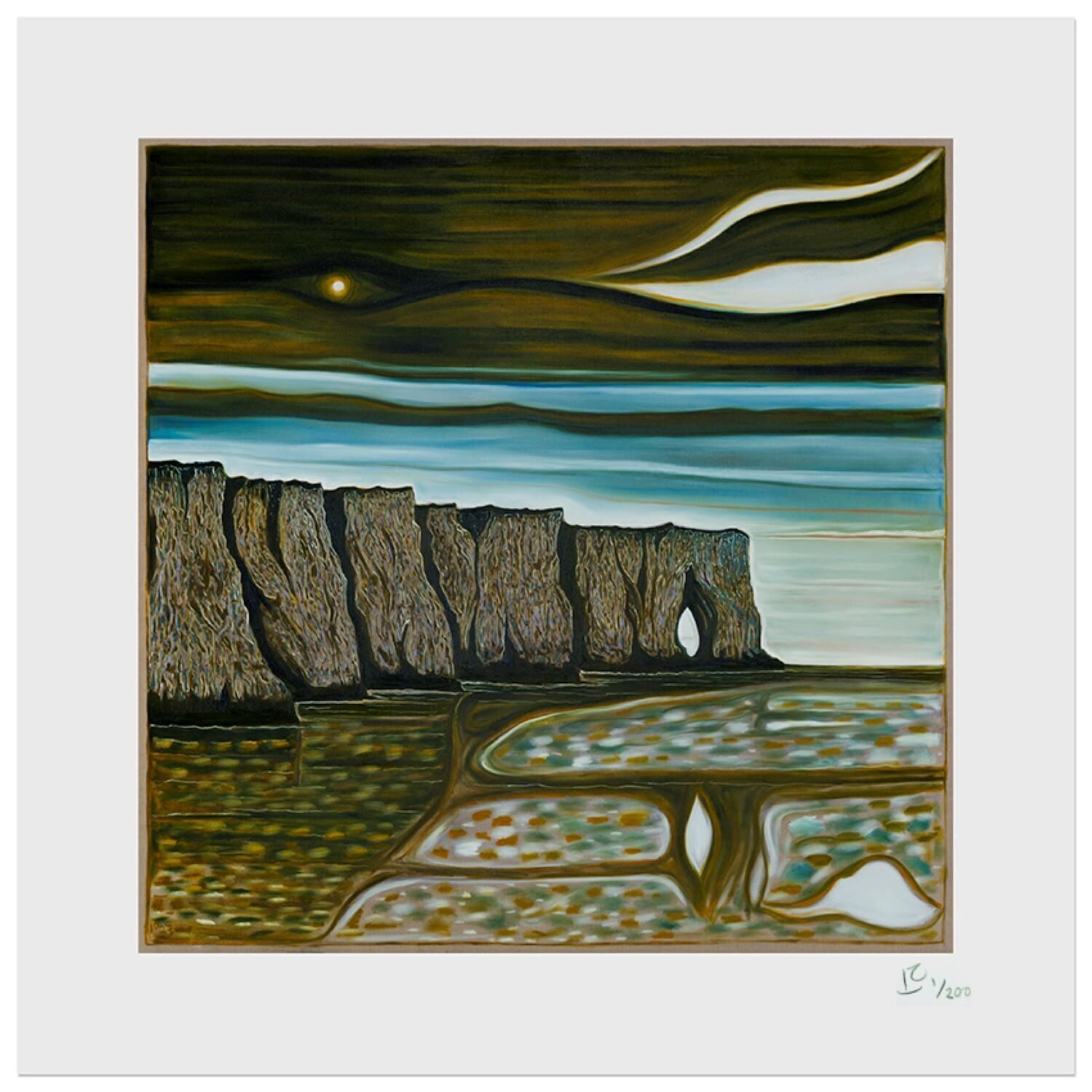 Cliff with Stars Billy Childish Print for sale