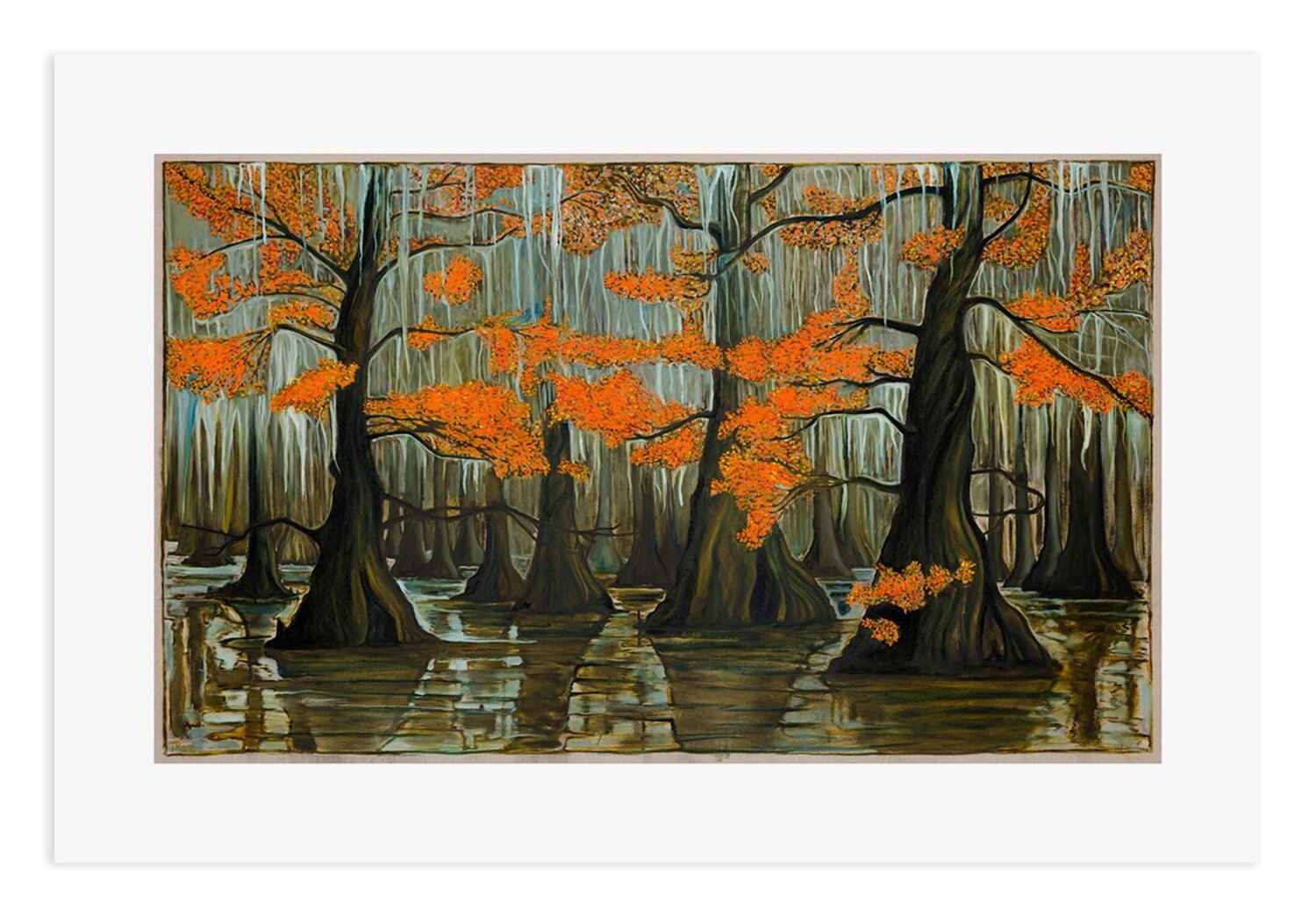 Cypress Swamp, fall Billy Childish Print for sale