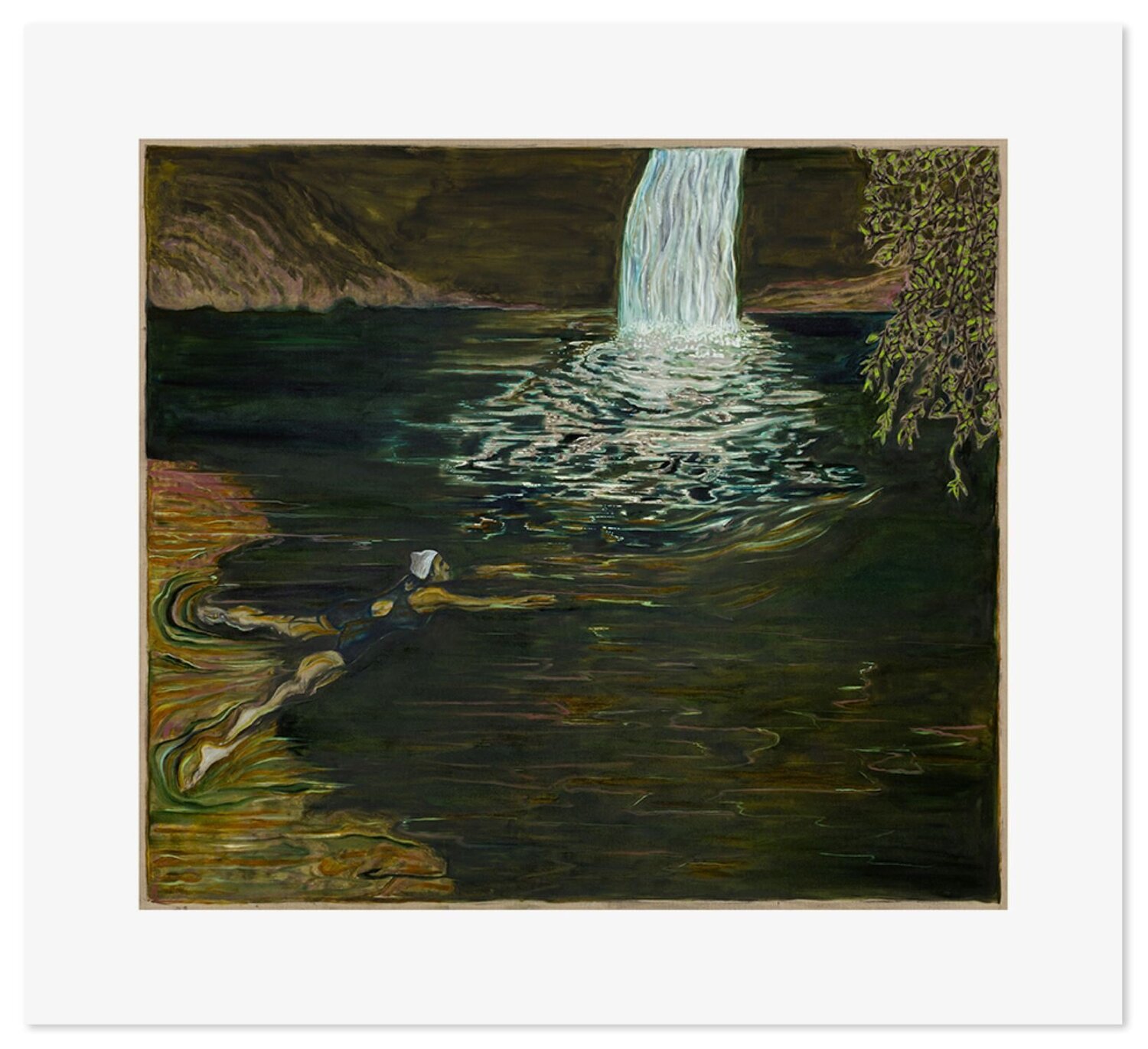 Swimmer and Waterfall Billy Childish Print for sale
