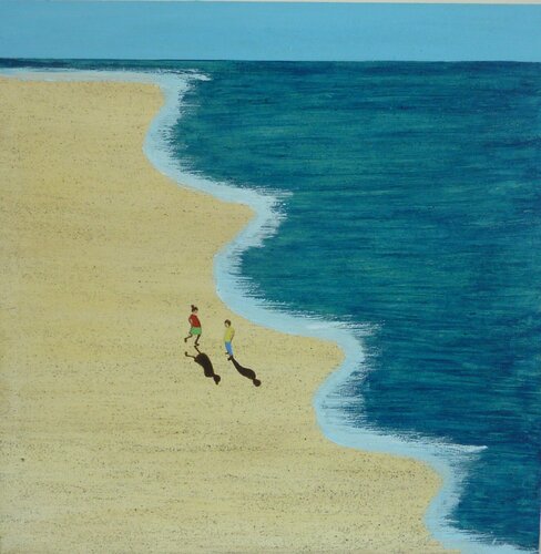 WE TWO ON THE BEACH. par Marcos Zrihen, Peinture en vente sur Singulart