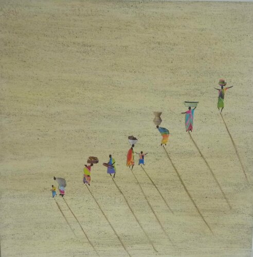 GOING TO THE MARKET IN SENEGAL. von Marcos Zrihen, Malerei kaufen auf Singulart